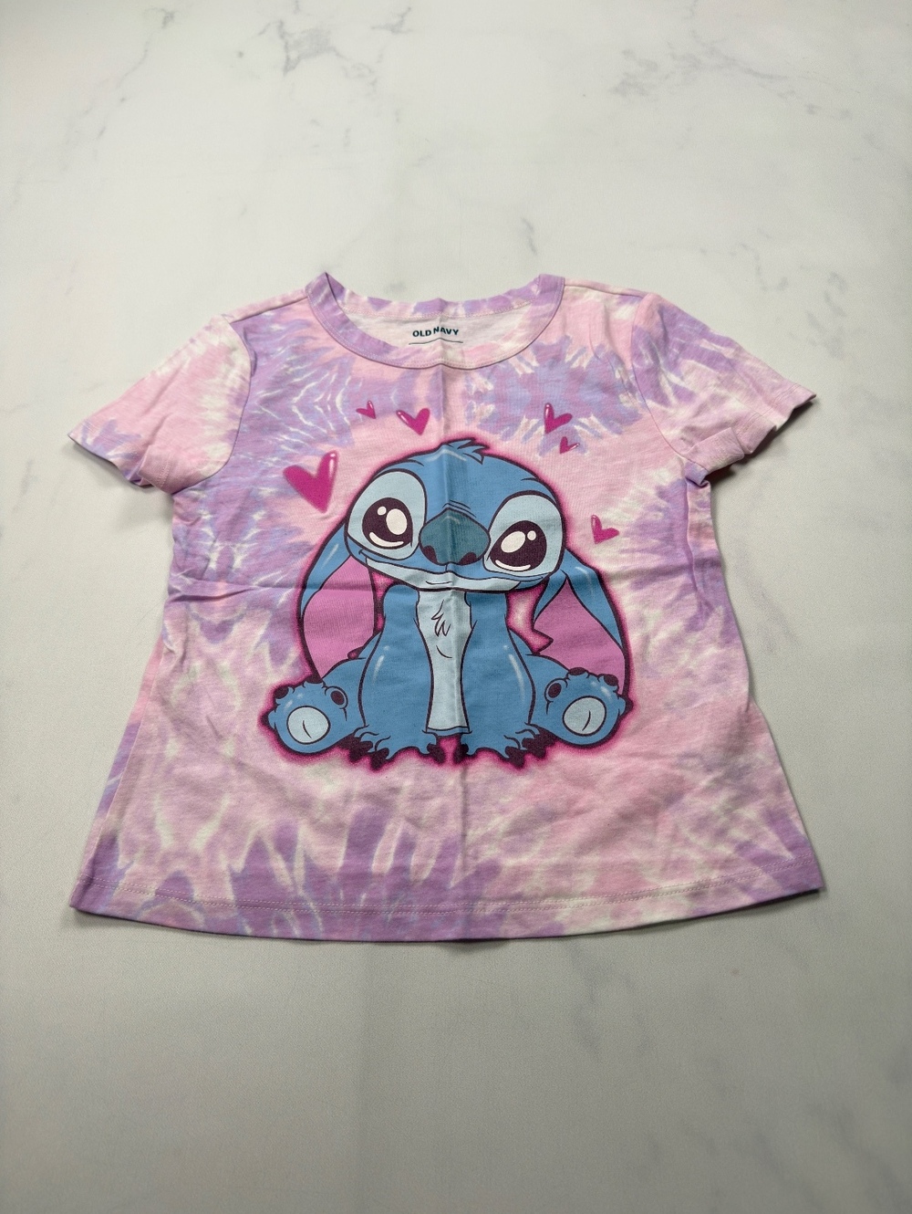Old Navy Stitch Graphic Tee Pink Lilac 2010s Retro - Girls L (10-12)